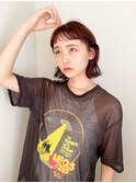 似合わせ小顔ボブ×暖色カラー デザインカラー