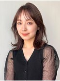 大人くびれミディ/アッシュカラー/前髪パーマ/レイヤーロング