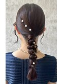 結婚式お呼ばれタ編みおろし／ヘアセット/編み込み/アレンジ