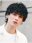 渋谷シャドウパーマメンズヘアfifthウルフ30代ラウンドマッシュ