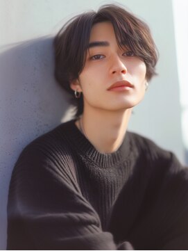 ラベストクズハ(LOVEST KUZUHA) フェザーバング/センターパート/癖毛風パーマ/フェザーパーマ