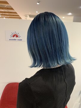 ダブルカラー,ブルー,ネイビーブルー,透明感カラー【草加】