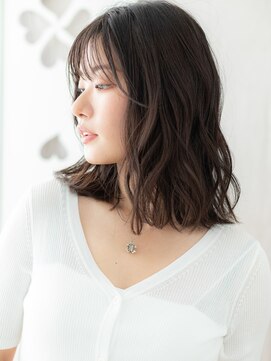 カバーヘア ブリス 大宮西口(COVER HAIR bliss) ダークブラウン切りっぱなしゆるふわミディアムX大宮20代30代