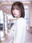 愛されシースルーバング×やわらか丸みボブ