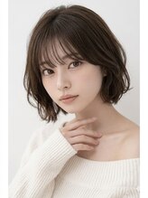 ヘアーエボリューション シースルーバングの大人かわいいゆるふわボブ