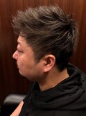 アップバングツーブロック×グレージュカラー