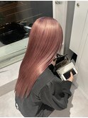 パールピンク　カシスカラー　うる艶ストレートヘア