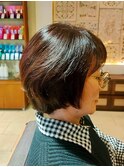 丸みショートボブブラウンカラー