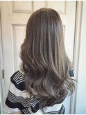 グレージュ　レイヤーロング　韓国風