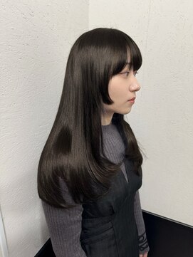 ラグナ(LAGUNA) 艶髪オリーブブラウン/サイドバング/ロング/ブリーチなし