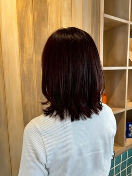アース 川口店(HAIR&MAKE EARTH) 軽やか外ハネ×深みレッドブラウン