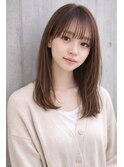 セミロング20代30代ストレートレイヤー前髪なし前髪あり池袋