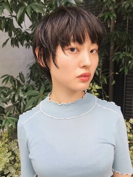 パプレ(PAPRE) 透けるカラー　オリーブグレー　ショートスタイル