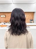 ミディアムパーマ　暖色　ブドウカラー　パーマ　ミディアム