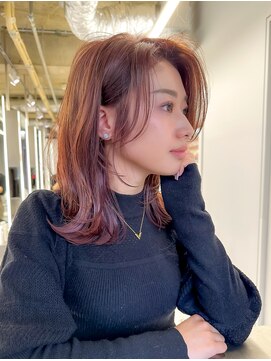 ヴァイス 新宿店(VAICE) ミディアムボブレイヤー/ピンクブラウン［新宿/ケアブリーチ］