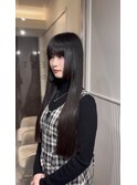 髪質改善×美髪縮毛矯正×スーパーロング×前髪パッツン姫カット