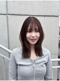 鎖骨下レングスx顔まわりレイヤーxブラウンカラー