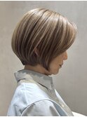 表参道酸性ストレートパーマ艶髪ショート梅雨対策グレージュ40代