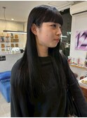 20代30代40代ぱっつん重めバングダークブラウンナチュラルロング