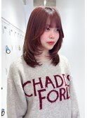 レイヤーカットミディアムレイヤーカシスブラウン