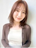 ブリーチなし斜めバングくびれミディアムレイヤー小顔p北浦和