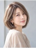 ミディアムレイヤー　白髪ぼかし　ハイライト　40代50代60代