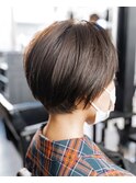 【SHARON原宿】丸みショート×ダークブラウン×ベージュカラー