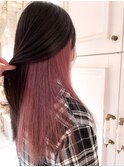 パールピンク　ブリーチ　ロング　インナーカラー