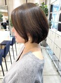 大人ショート/前髪長めボブ/脱白髪染めハイライト/30代40代50代