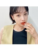 透明感暗髪×束感ショート×シースルーバング×フレンチガーリー
