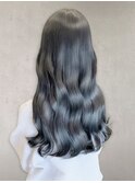 大人可愛い大人美人くすみカラーアッシュグレー