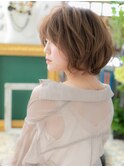 ★くすみベージュ抜け感小顔ひし形ショートボブ20代30代40代★1