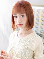 カバーヘア ブリス 志木南口駅前店(COVER HAIR bliss)&nbsp;アプリコットオレンジ小顔切りっぱなしボブTc5志木10代20代30代
