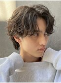 天神メンズパーマルーズパーマシャドウパーマッシュウルフ緩め