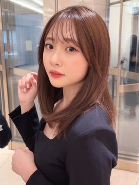 ヌイ 横浜(nui) ヌーディベージュレイヤー_黒髪小顔オリーブグレー