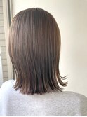 ブラウンカラーぱっつんボブ艶感トリートメント