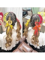 秋葉原コットン ヘアセット専門店&nbsp;ツインテール　カラエク　レース編み