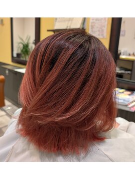 スリービープラス(3beplus) 攻めたバレイヤージュ風スカーレットオレンジ☆彡