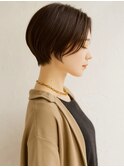 顔周りカット ハンサムショート 大人ボブ ナチュラルブラウン