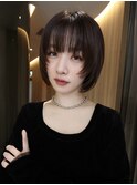透け感レイヤーボブ ×フェイスレイヤー× ショコラブラウン