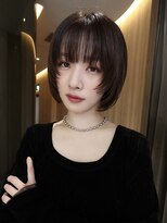 ミンクス渋谷スマートサロン(MINX shibuya smart salon) 透け感レイヤーボブ ×フェイスレイヤー× ショコラブラウン