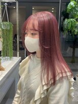 ピンクハイライト_ケアブリーチ_顔周りカット