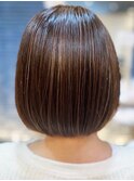 20代30代40代大人可愛いハイライトダークブラウン透明感ボブ