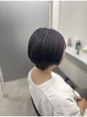 ダークグレージュ×ショートボブ