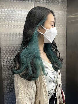 ホワイト 梅田(white) #エメラルドグリーン／インナーカラー