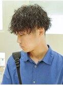 ツイスパセンターパートマッシュ波巻きダウンパーマメンズ目黒