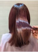 大人キレイミディアムヘア×チェリーレッド
