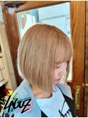 プラチナベージュ×素敵ボブライン 茅ヶ崎髪質改善 ボブカット