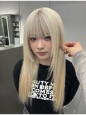 ホワイトグレージュ/デジタルパーマ/チェリーブラウン