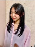 大人かわいい/レイヤーロング/グレーベージュ/前髪パーマ/我孫子